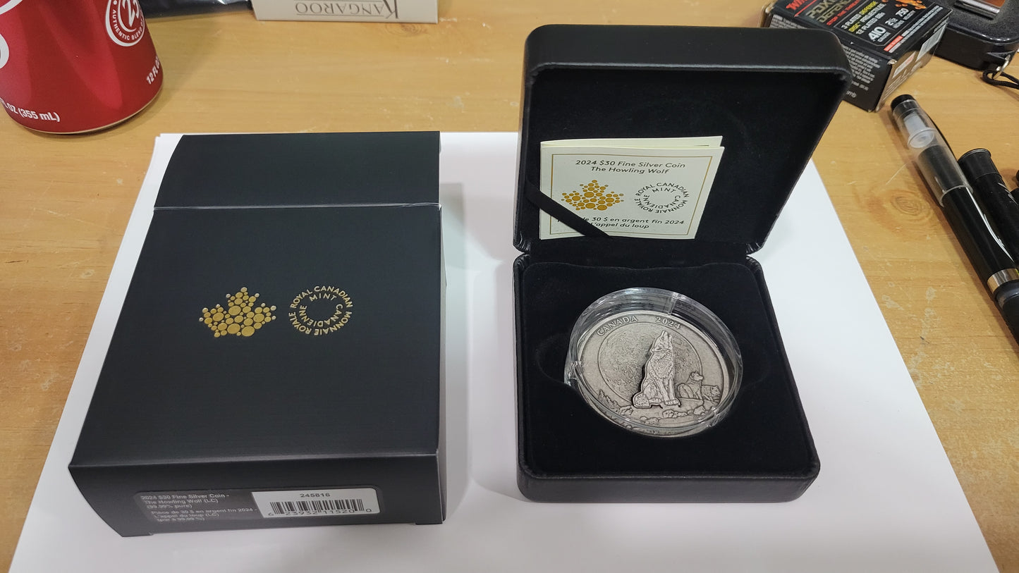 2024 Canada 2 oz Silver Coin $30 The Howling Wolf