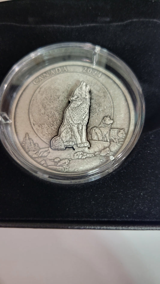 2024 Canada 2 oz Silver Coin $30 The Howling Wolf