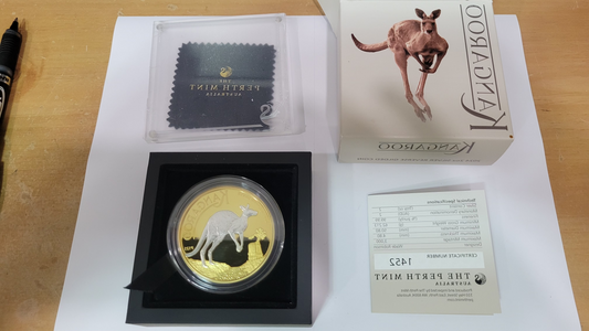 Australian Kangaroo 2024 2oz Silver Proof Reverse Gilded Coin