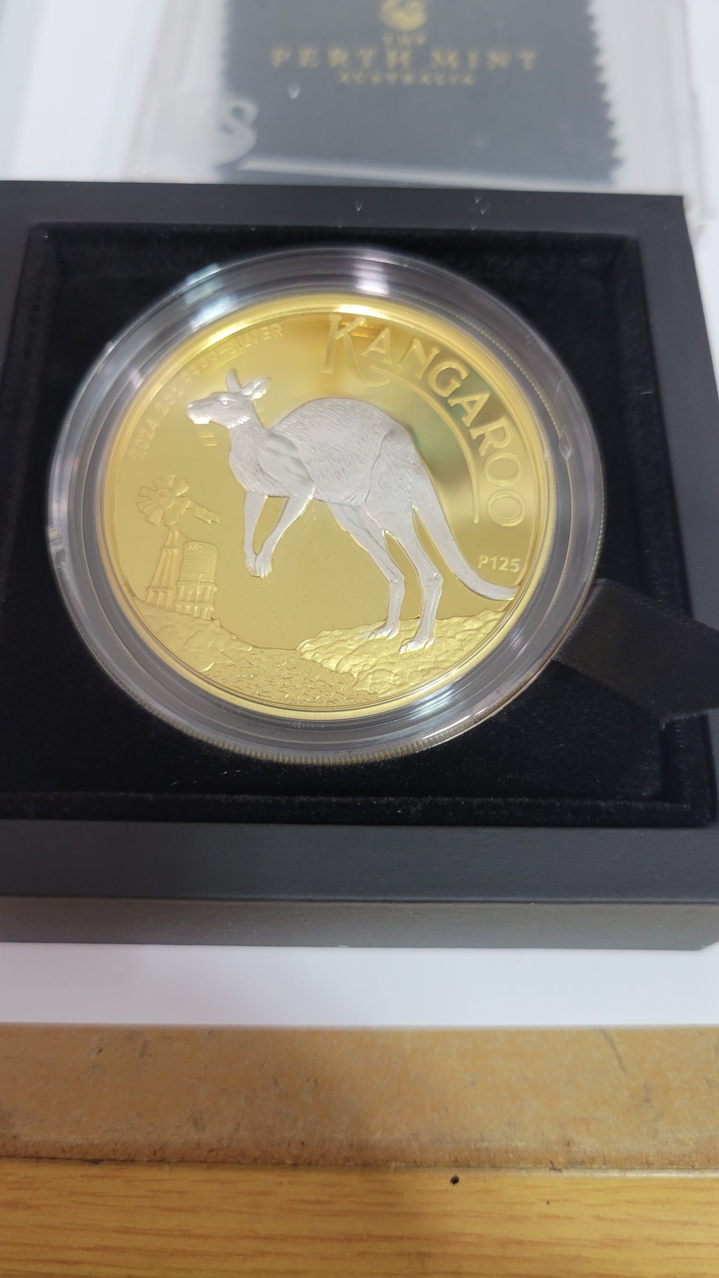 Australian Kangaroo 2024 2oz Silver Proof Reverse Gilded Coin