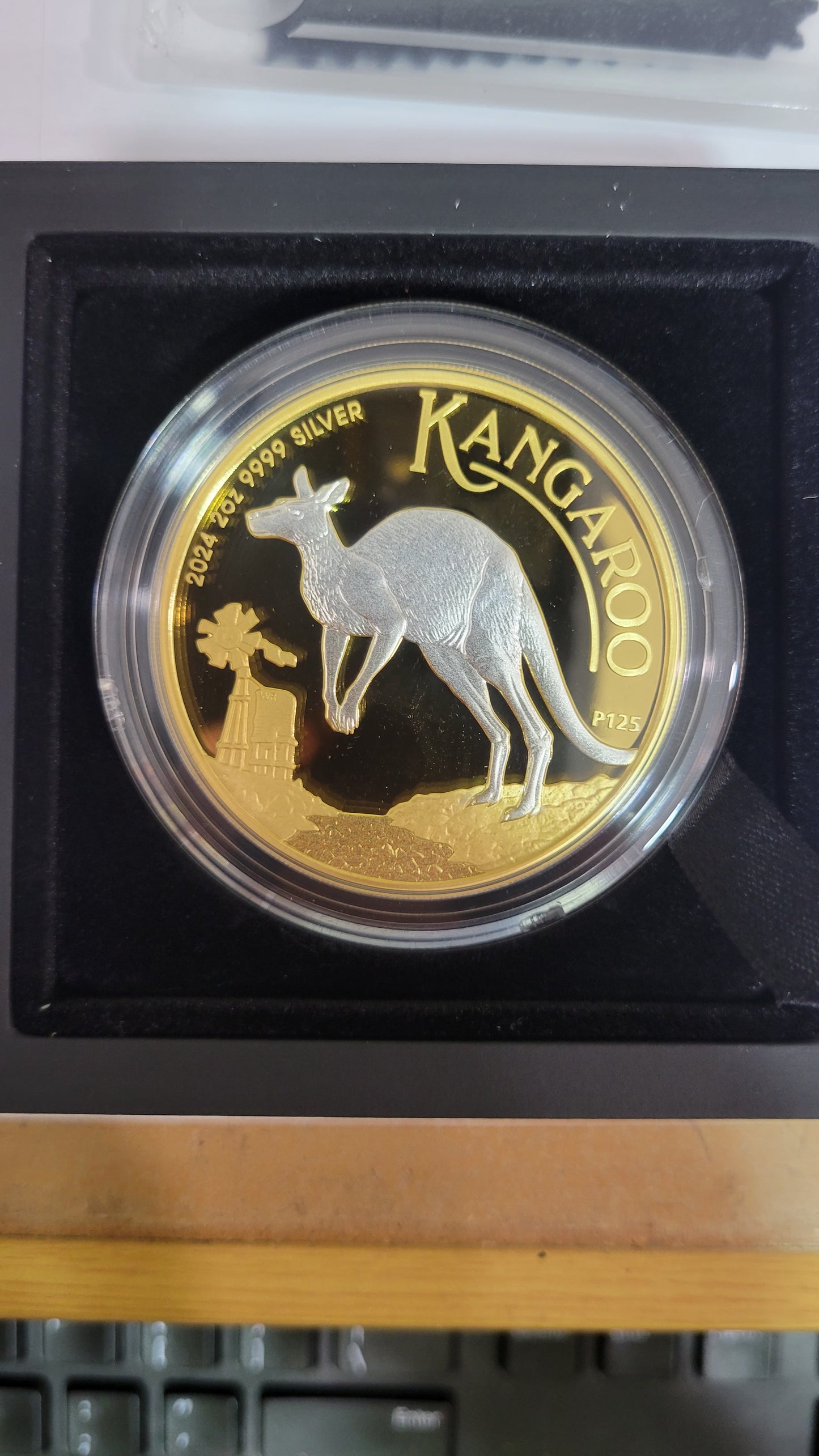 Australian Kangaroo 2024 2oz Silver Proof Reverse Gilded Coin