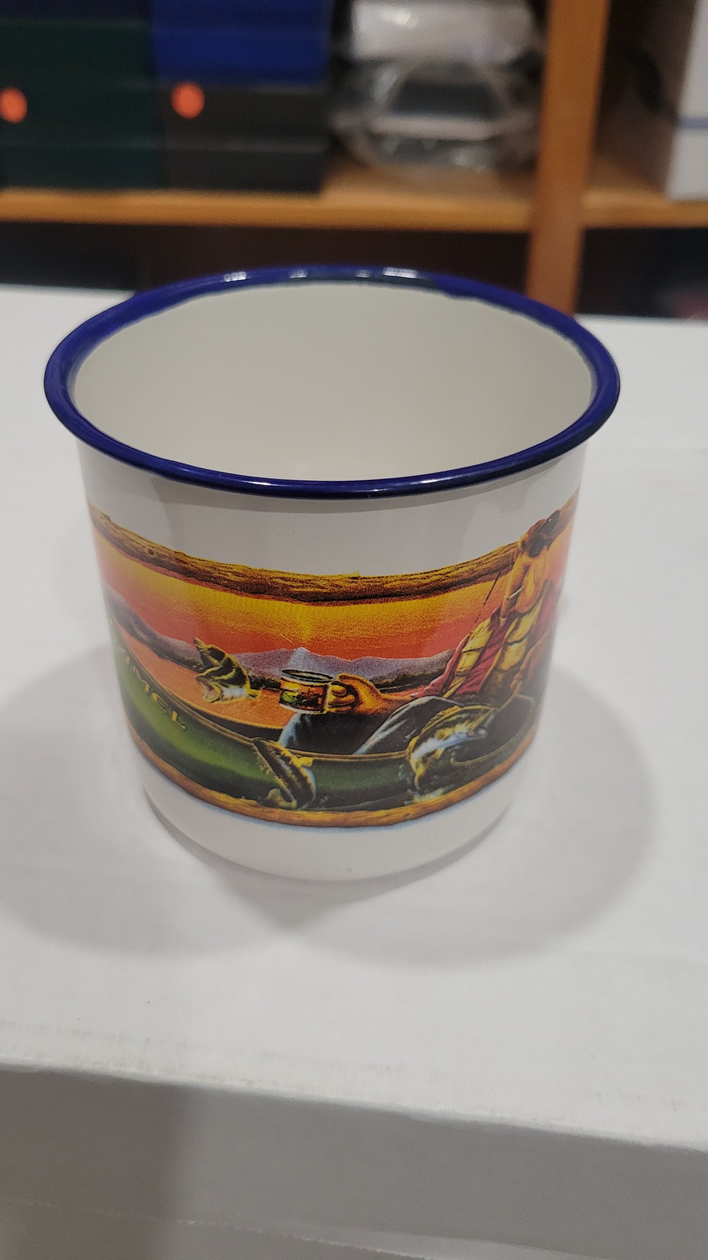 Camel Cigarettes Enamel Joe's Fish and Game Club Mug