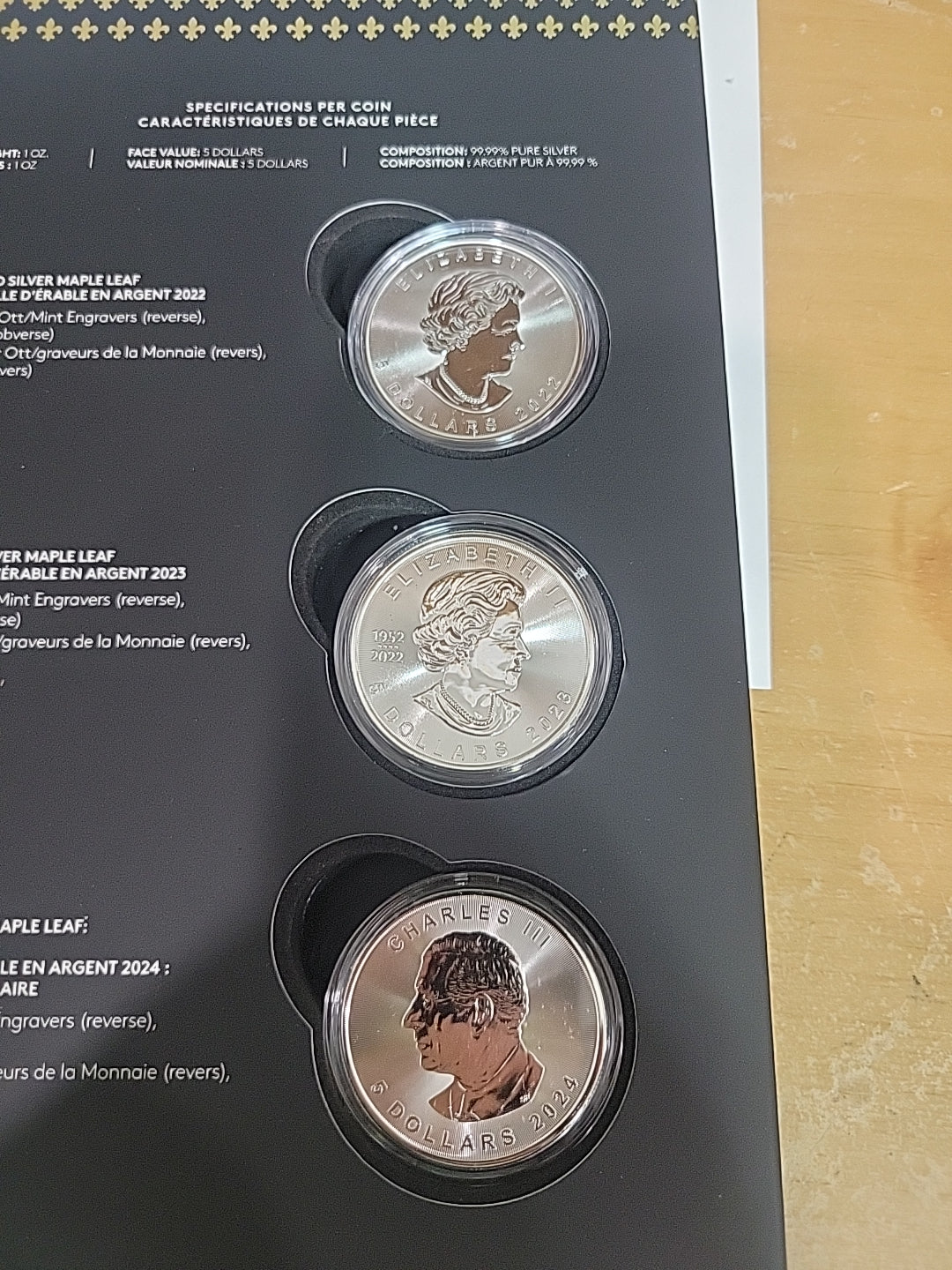 2024 Treasured Maple Leaf Effigies $5 Premium Bullion Silver 3-Coin Set Canada