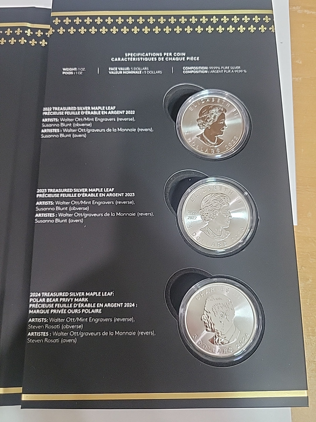 2024 Treasured Maple Leaf Effigies $5 Premium Bullion Silver 3-Coin Set Canada