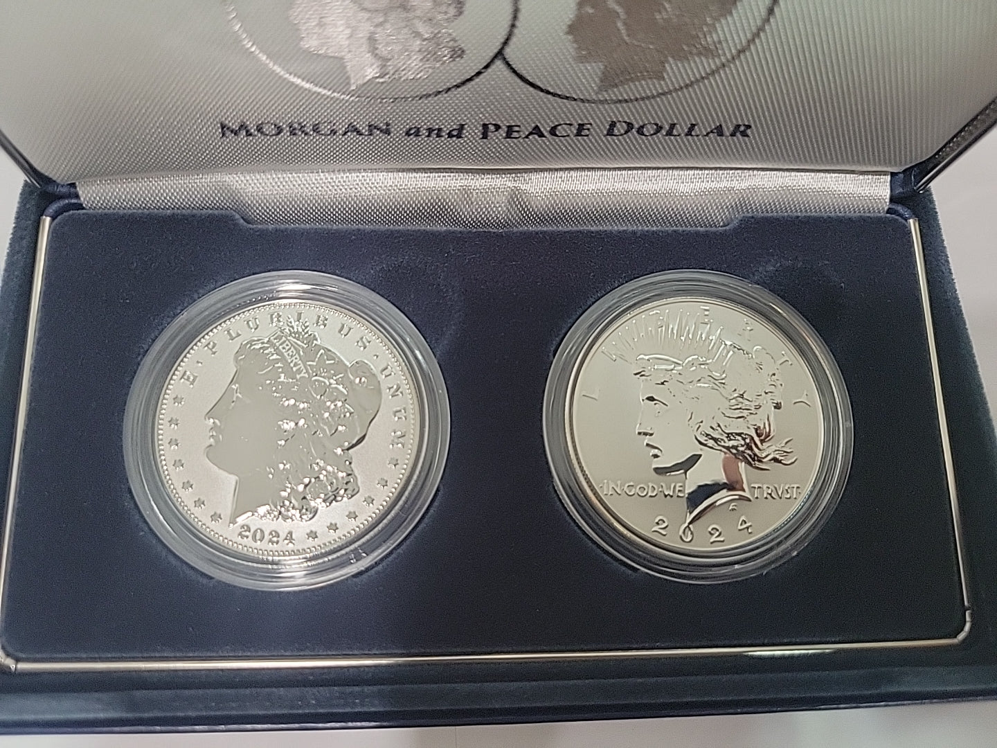 Morgan and Peace Dollar 2024 Two-Coin Reverse Proof Set 24XS