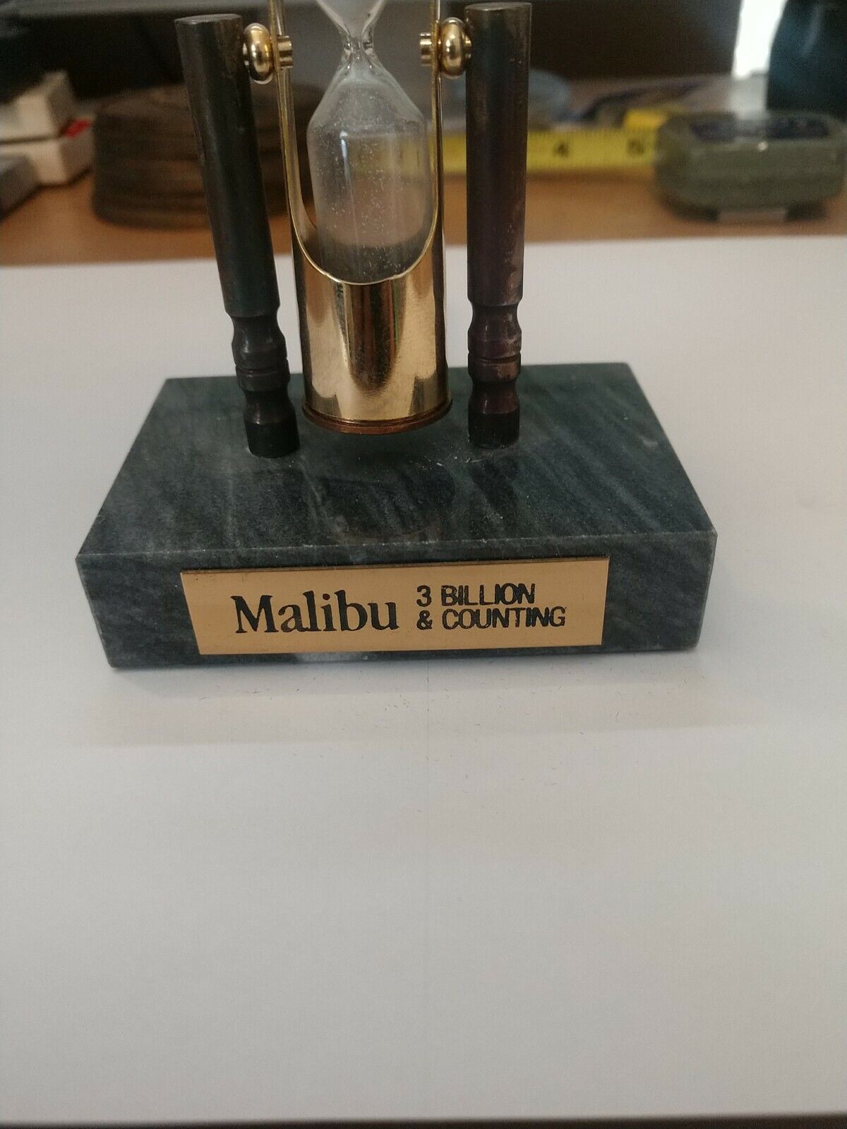 Malibu Cigarettes 3 Billion Unit Milestone paper Weight/Hourglass