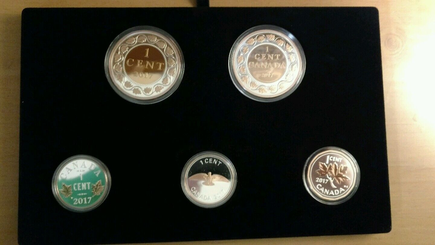 Canada 2017 Legacy of Penny 5 Coin Silver Proof Cents Set w/ Rose Gold Plating