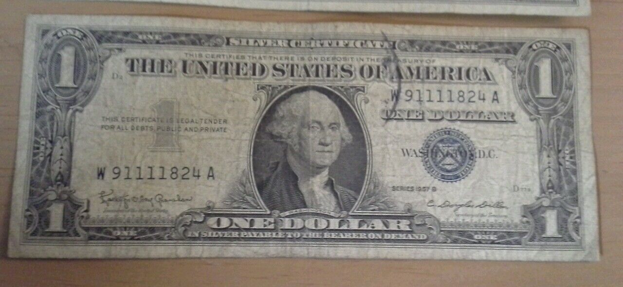 Lot of Seven 1957B One Dollar Silver Certificates