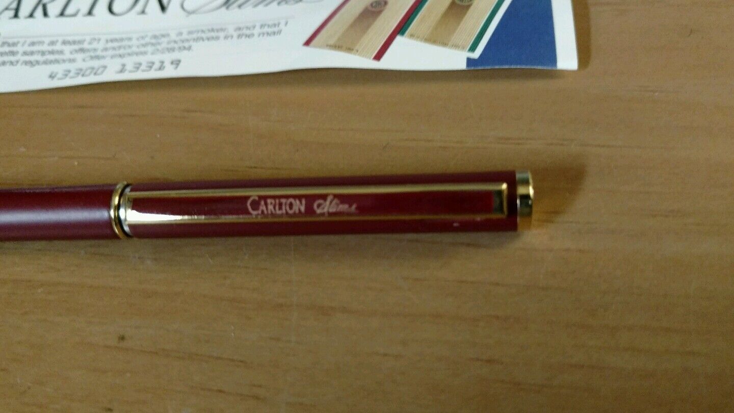 Carlton Slims Cigarettes Red Ink Pen