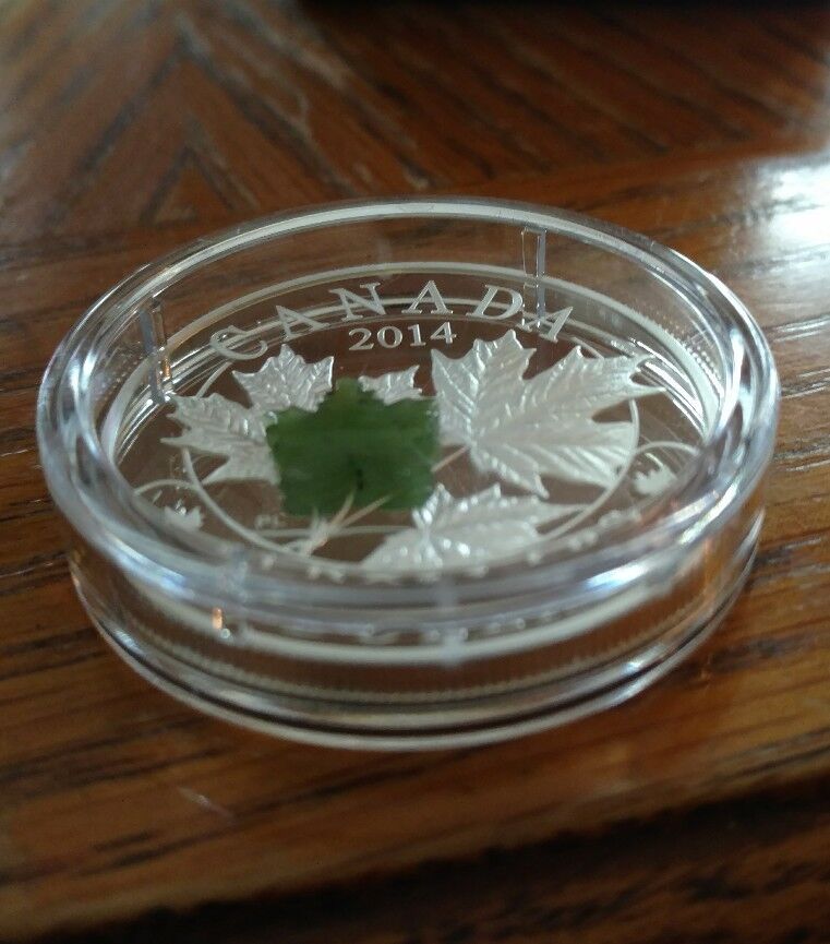 2014 $20 RCM Canadian Proof Majestic Maple Leaves Jade Inlay 5500