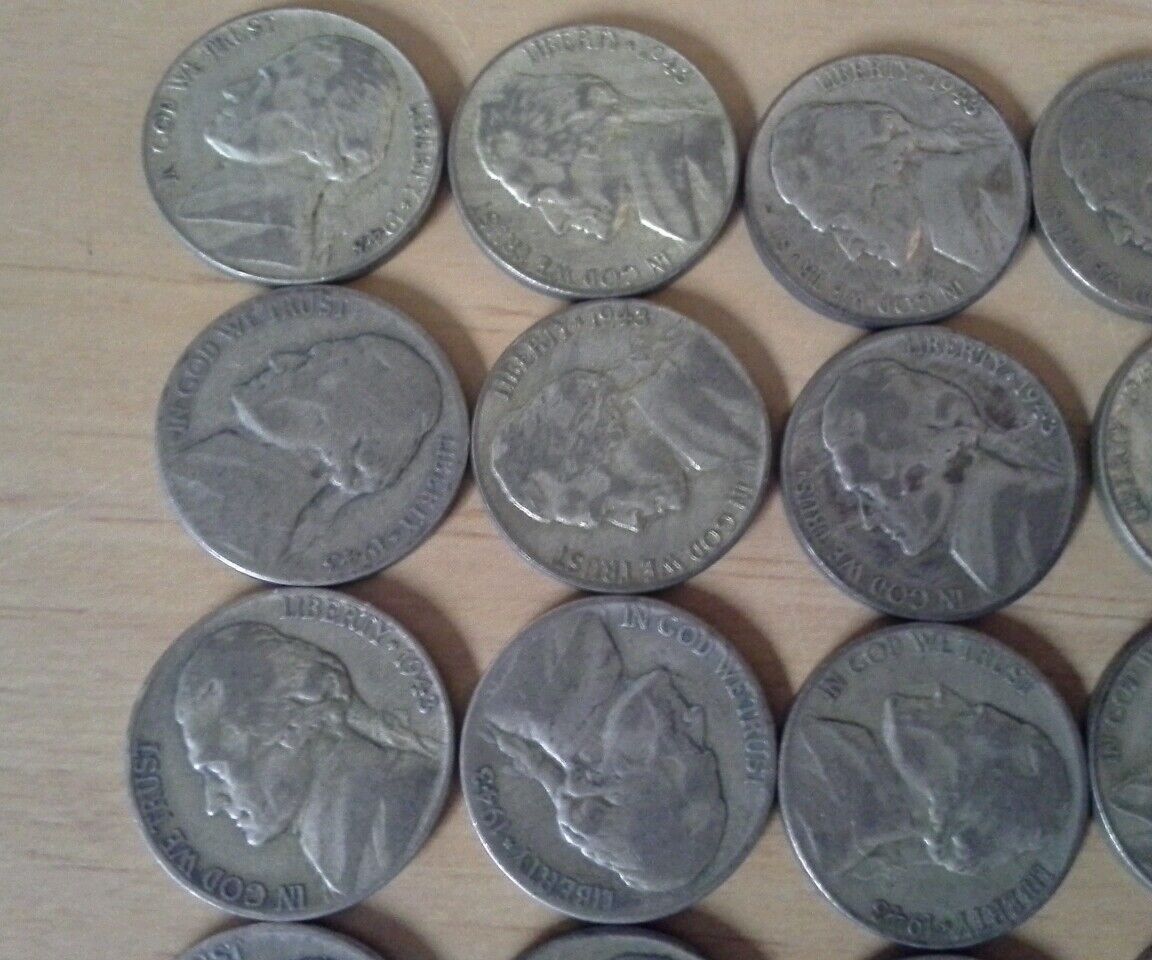 Lot of Forty U.S. Wartime Silver Nickels