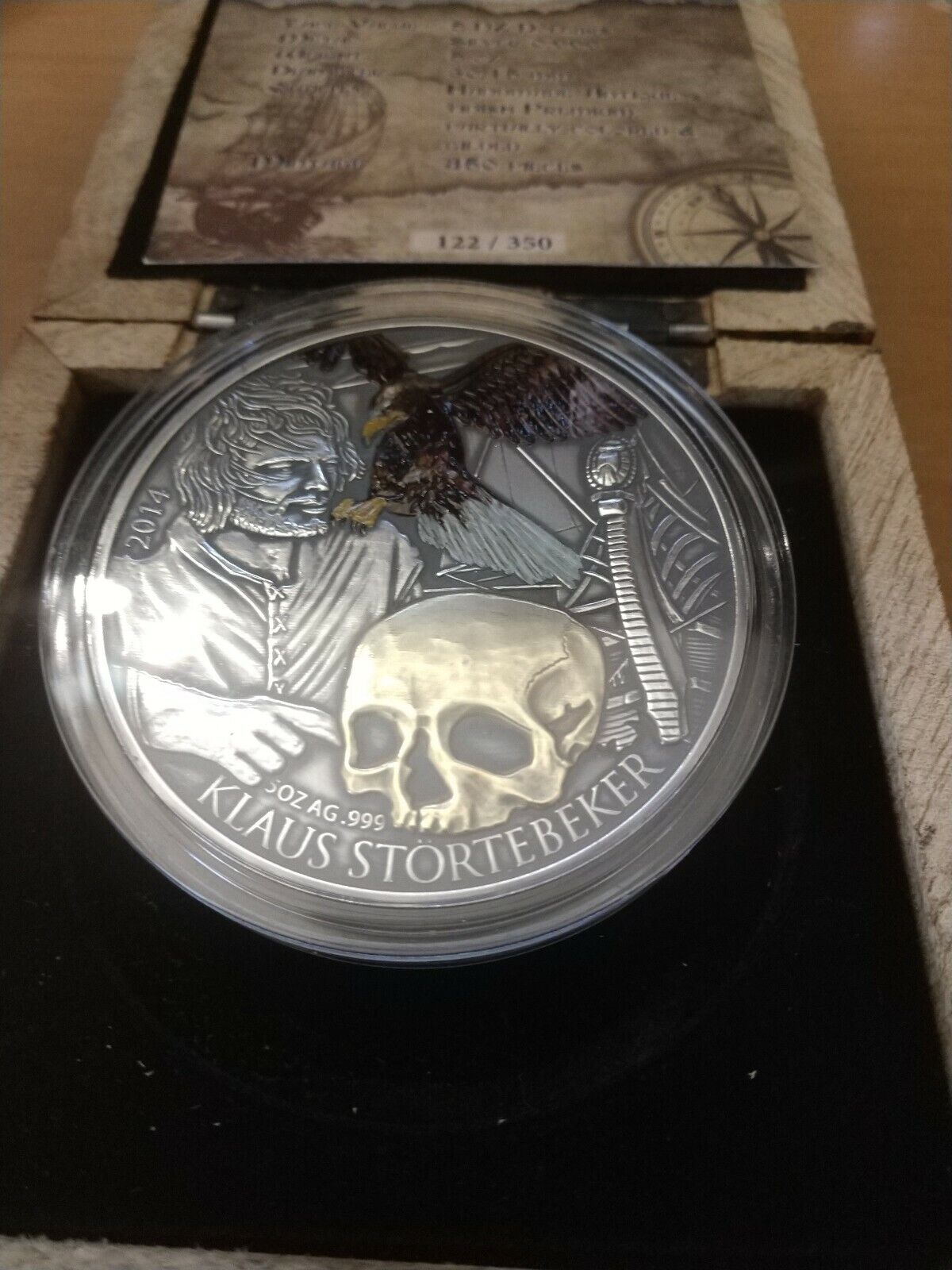 2014 Niue 5$ KLAUS STORTEBEKER Pirate Of The North Silver 5 Oz Silver Coin 27000