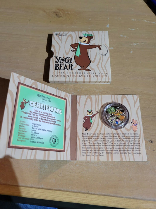 Mint Of Poland 2014 Yogi Bear Silver Proof Coin