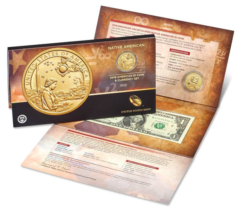 U.S. Mint Native American $1 Coin & Currency Set 2019 1595