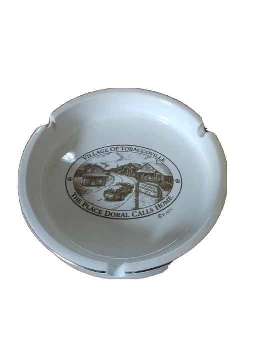 Doral Cigarettes  White (Village of Tobaccoville) Stoneware Ashtray