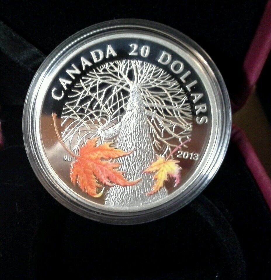 2013 Canada $20.00 Fine Silver Coin Canadian Maple Canopy Autumn