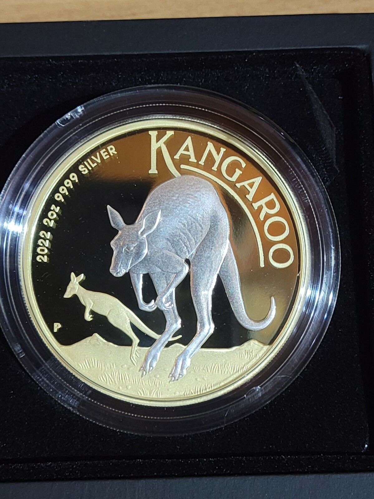 Australian Kangaroo 2022 2oz Silver Reverse Gilded Coin Perth Mint