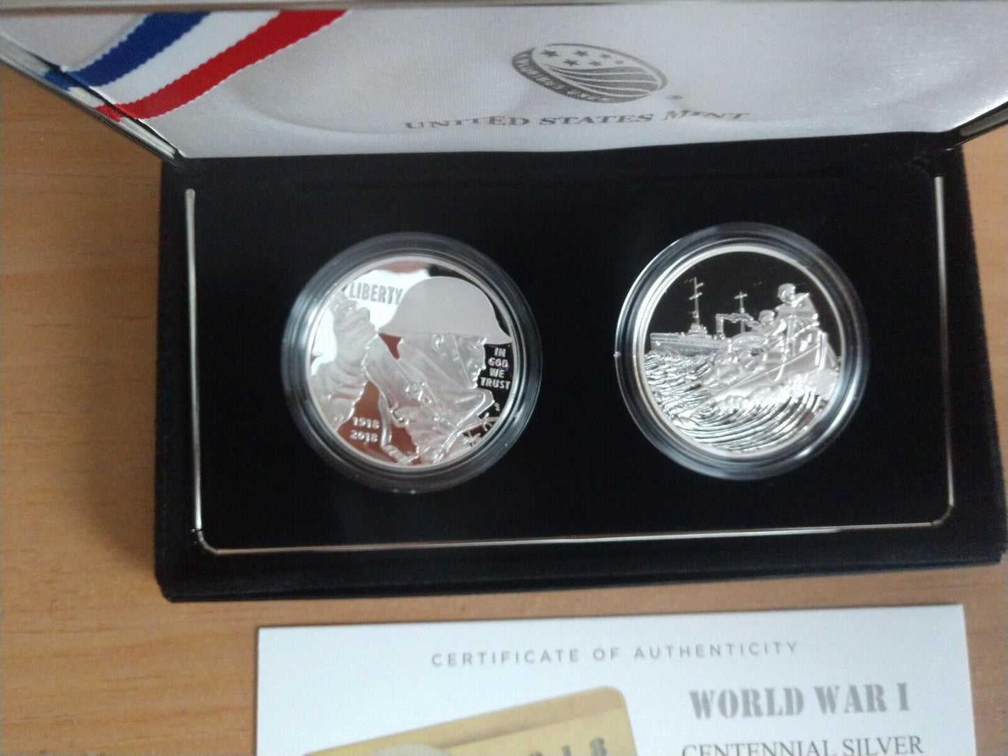 World War I Centennial 2018 Silver Dollar and Coast Guard Medal Set