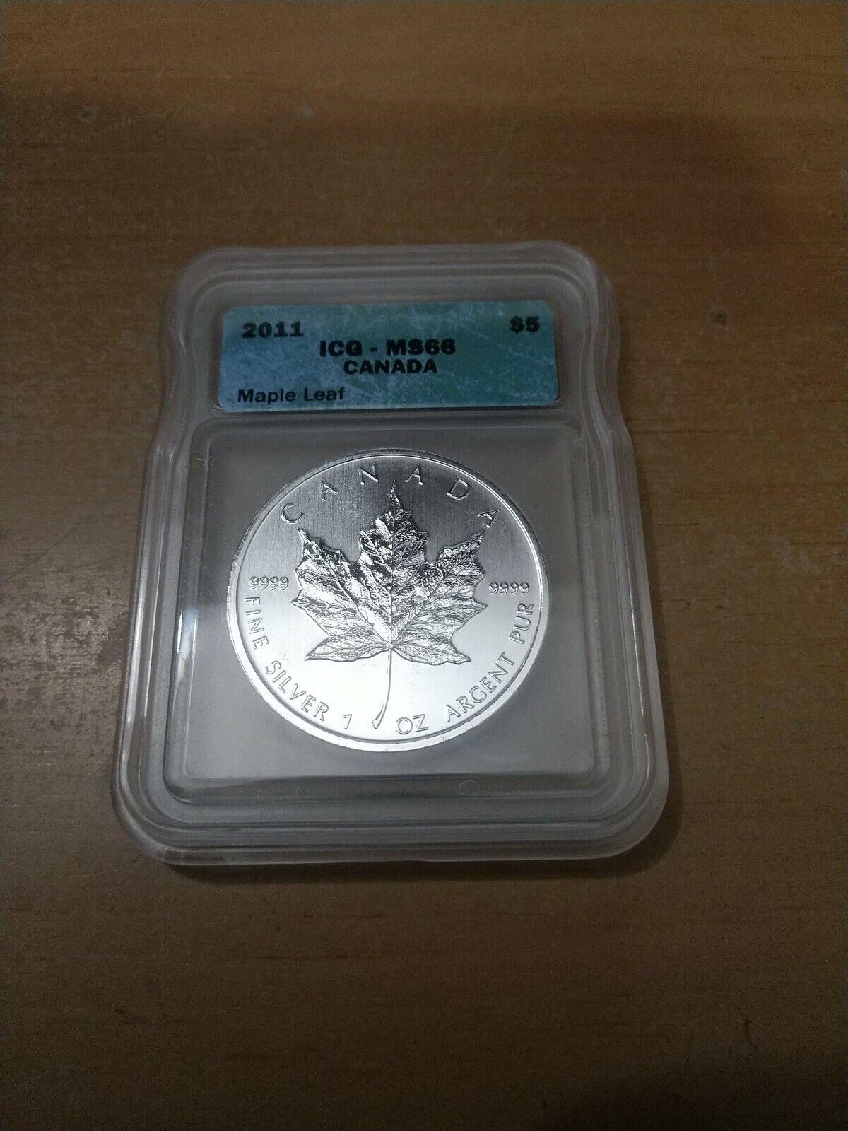 2011 ICG-MS66 Canada Maple Leaf .999 Fine Silver