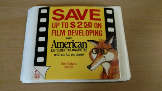 American Lights/Filters Cigarettes Collectible Advertising Film Developing Coupo