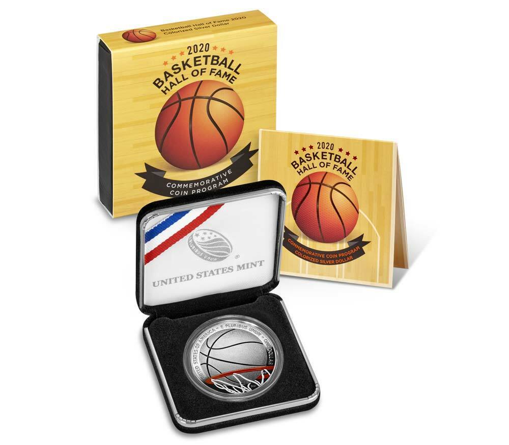 U.S. Mint Basketball Hall of Fame 2020 Colorized Silver Dollar