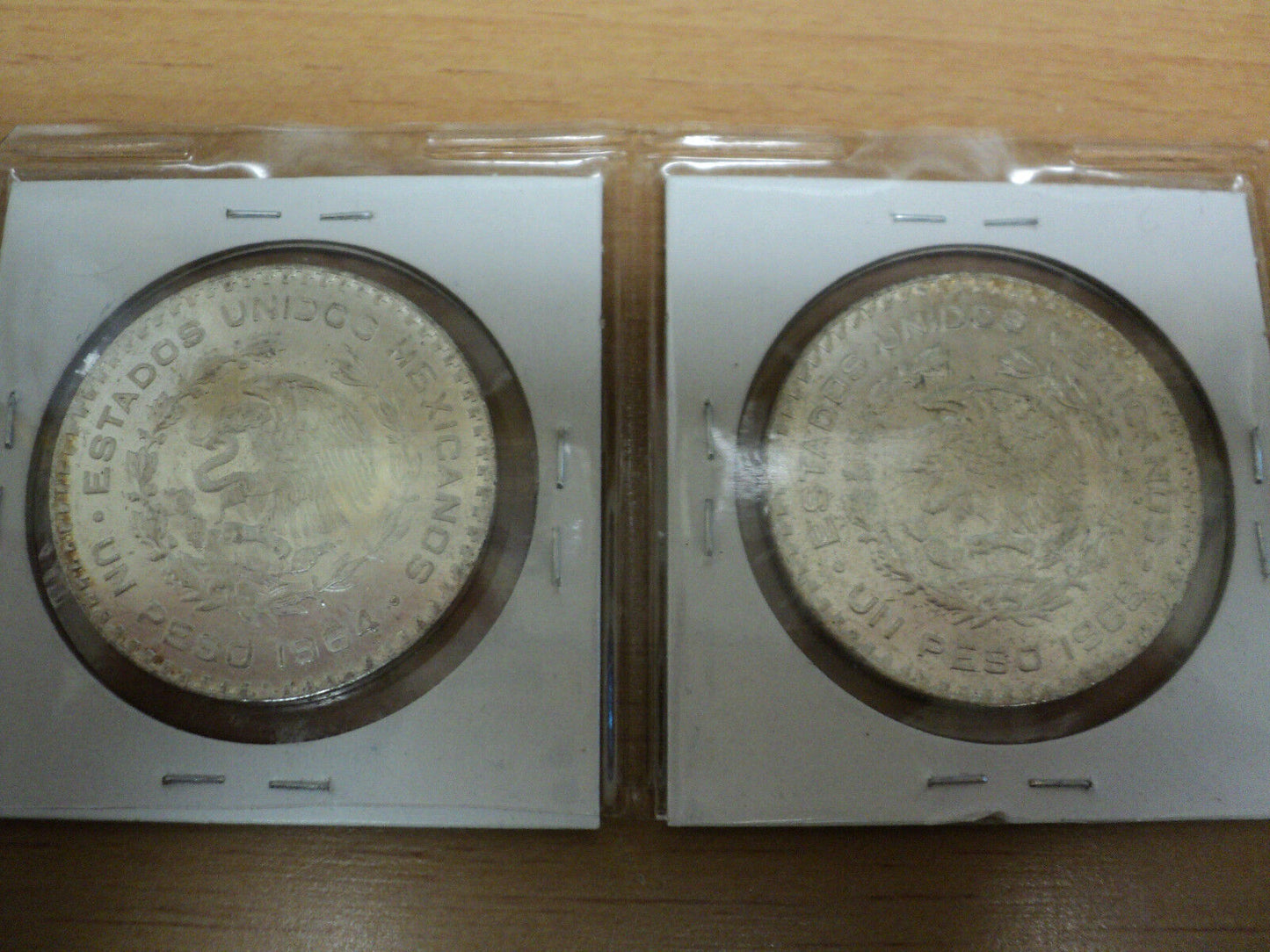 Set Of Two Mexico Silver Pesos 1964 and 1965