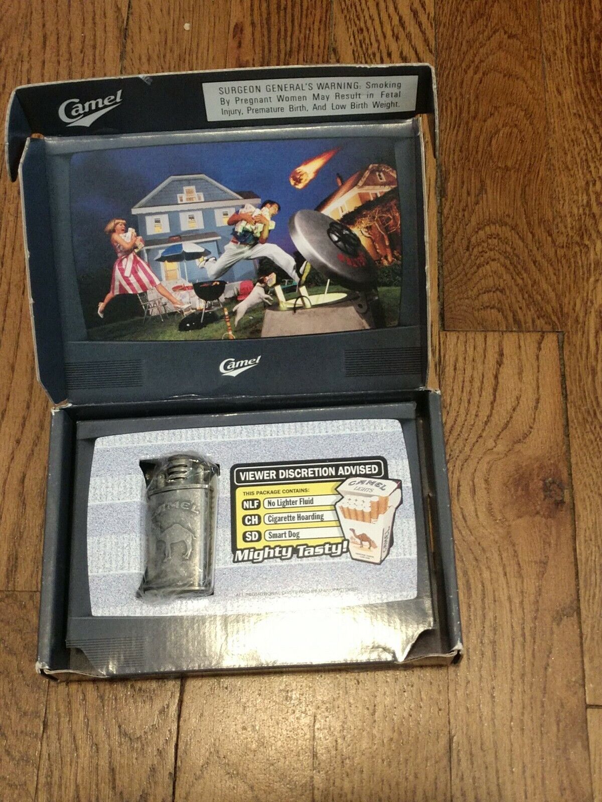 Camel Cigarettes Antique Flip top Silver Lighter New In Mailer