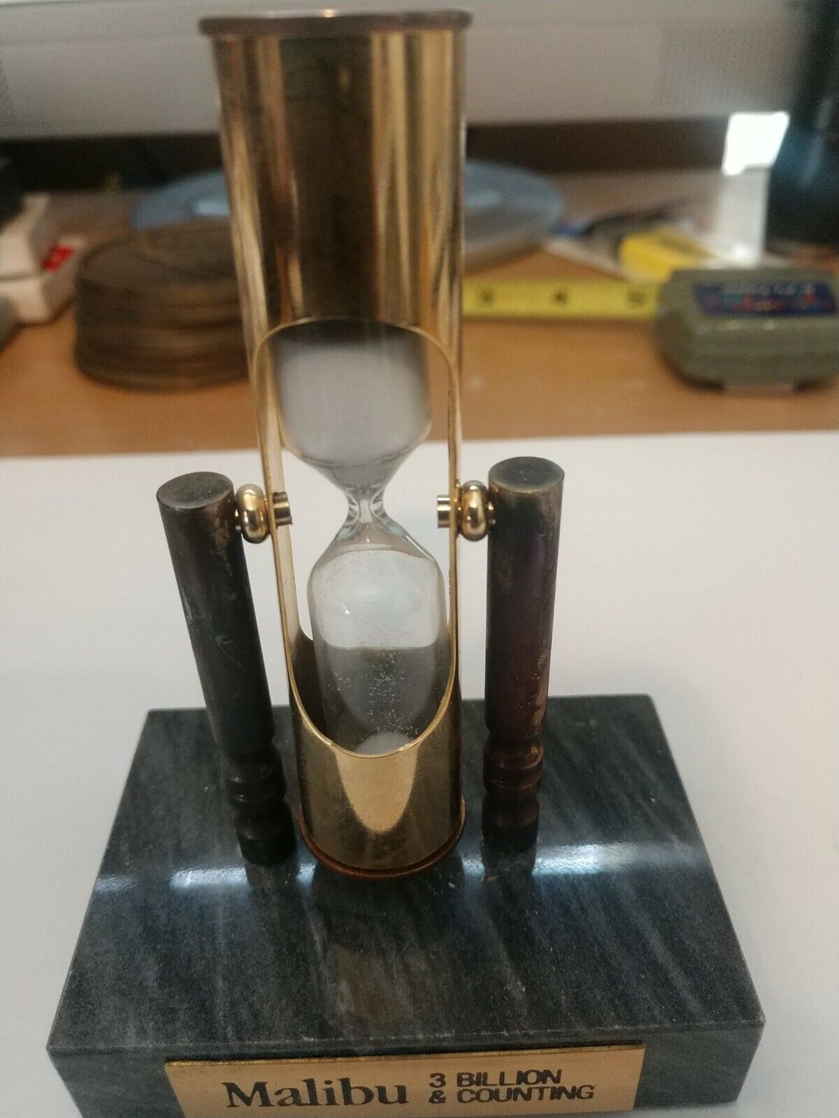 Malibu Cigarettes 3 Billion Unit Milestone paper Weight/Hourglass