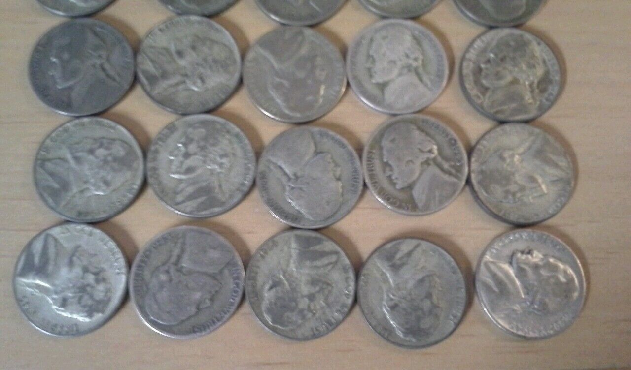 Lot of Forty U.S. Wartime Silver Nickels