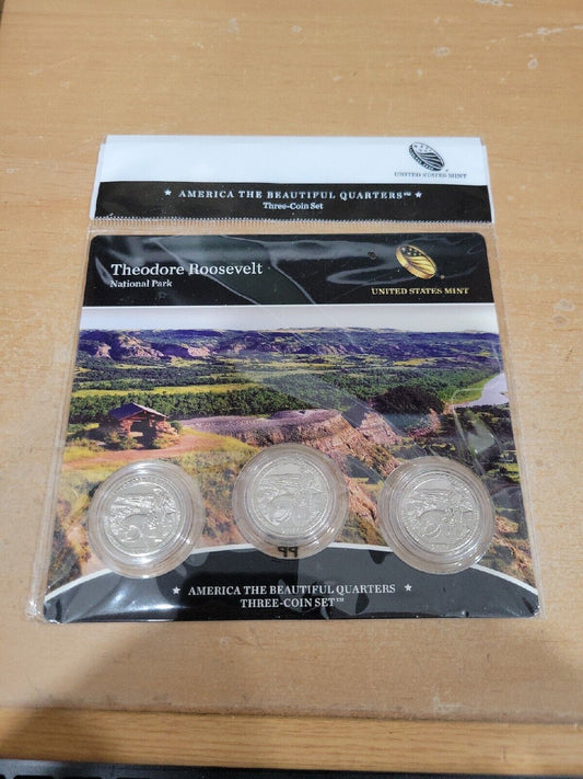 America The Beautiful Quarters 3 Coin Set Theodore Roosevelt National park