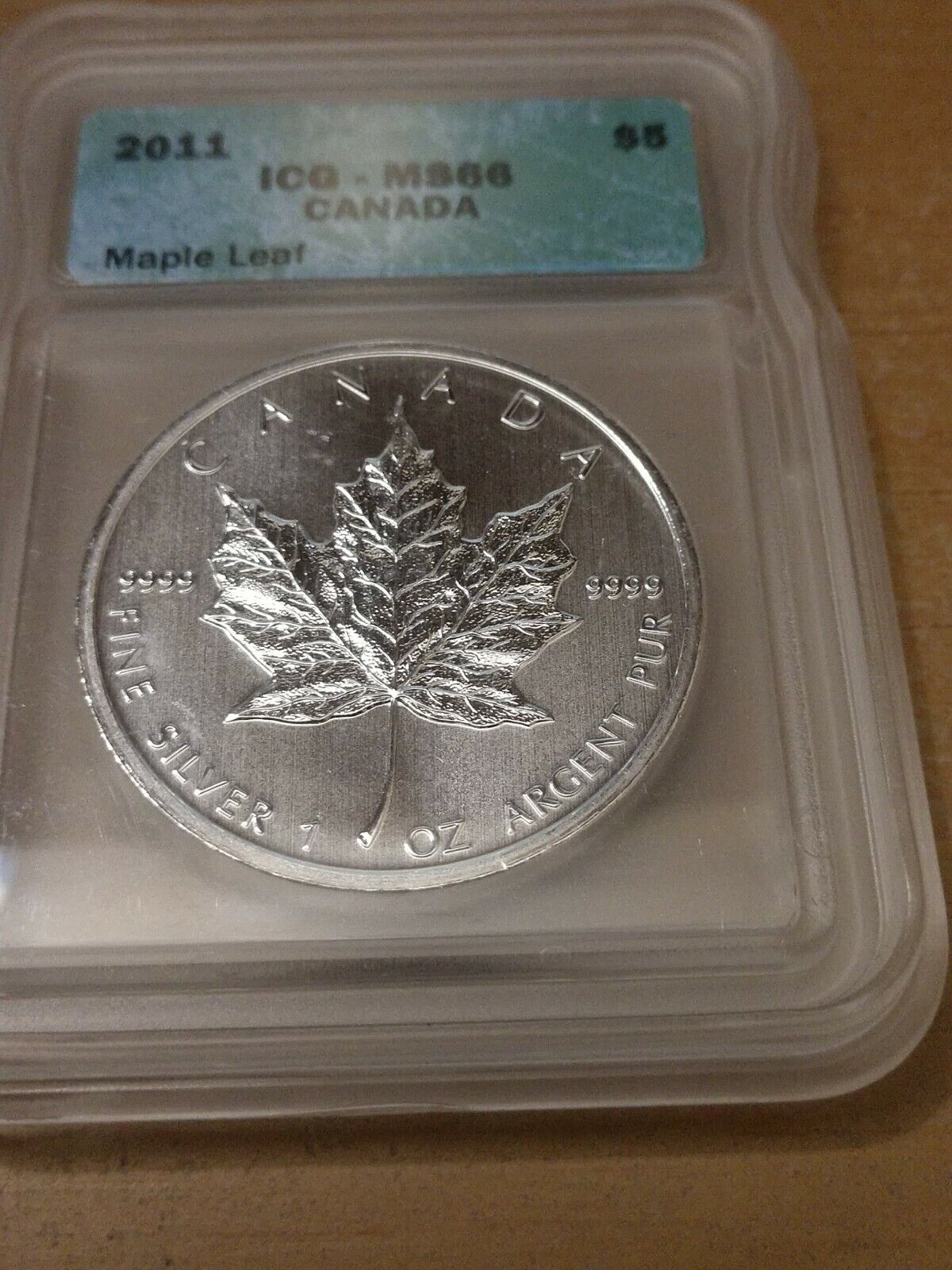 2011 ICG-MS66 Canada Maple Leaf .999 Fine Silver