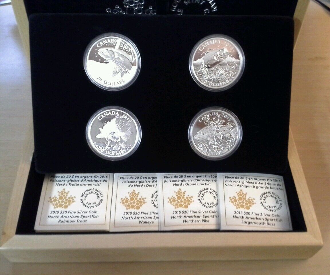 Canada 2015 Sportfish North America 4 Coin $20  Proof Set /Subscription Box