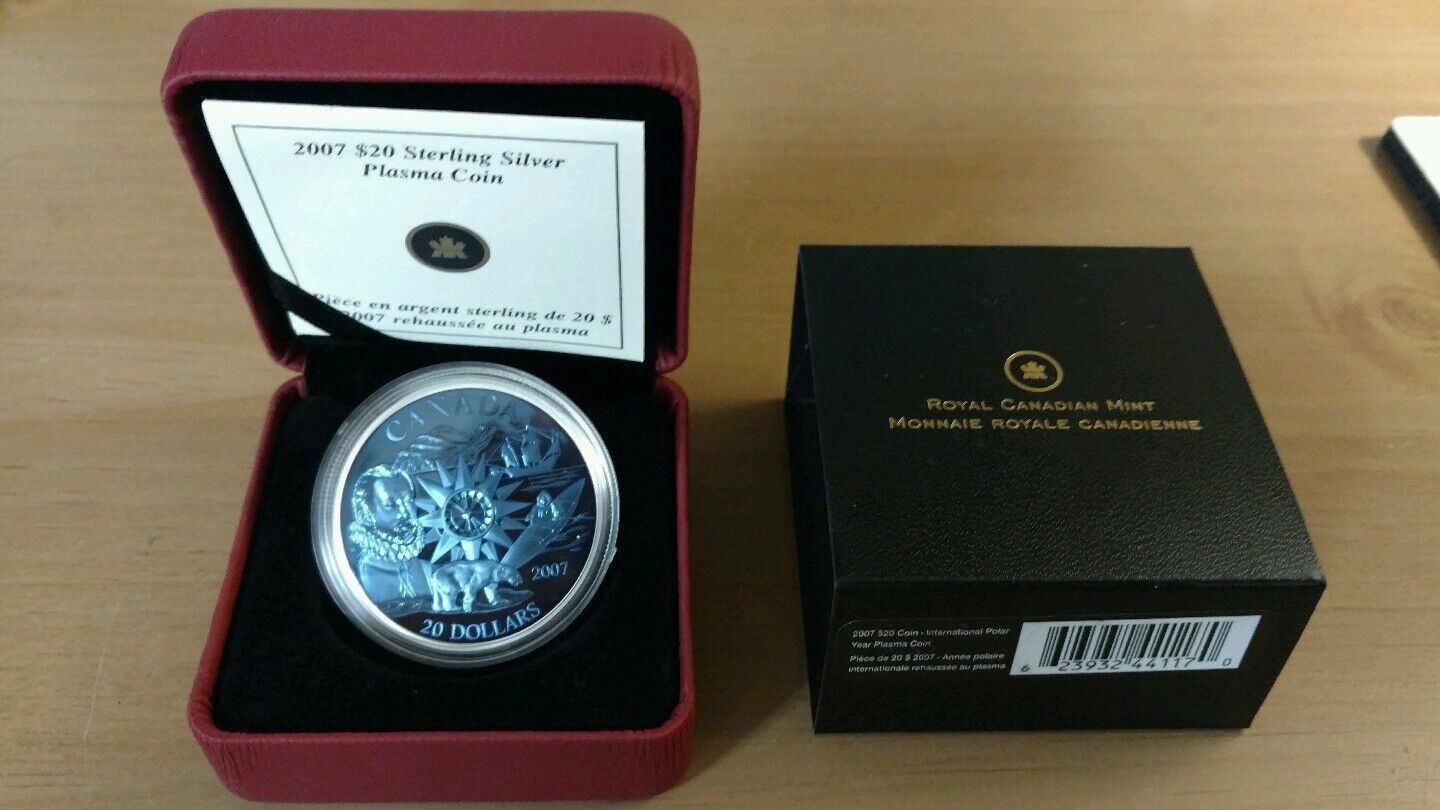 2007 International Polar Year Plasma Coin Canada $20 Silver Blue Plasma Coin