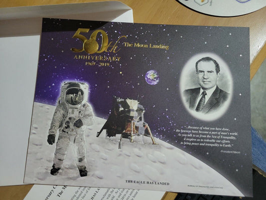 U.S. B.E.P.  The Moon Landing Engraved Print 50th Anniversary Eagle Has Landed