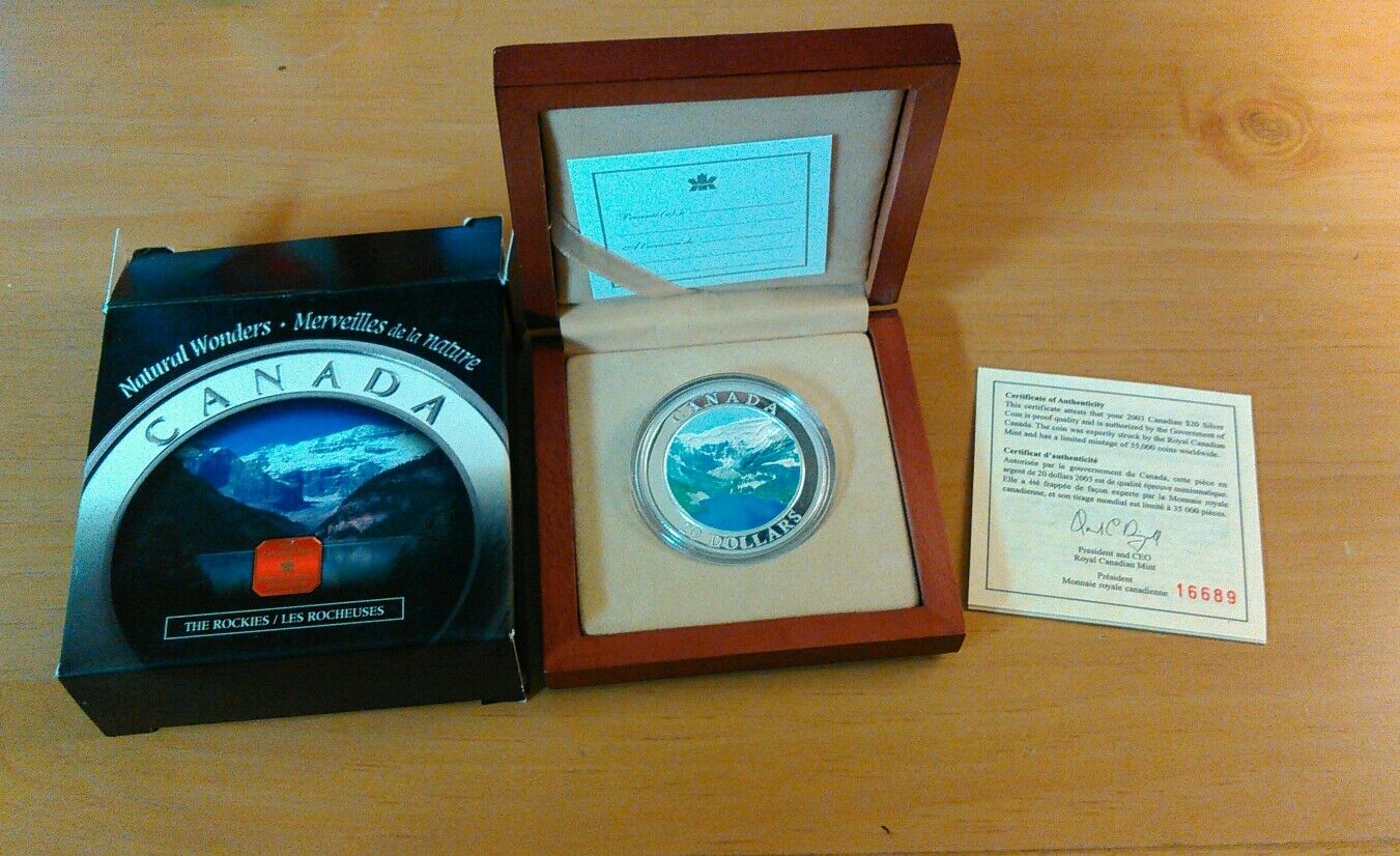 2003 Canada $20 Fine Silver Coin -  The Rockies  Natural Wonders 4695