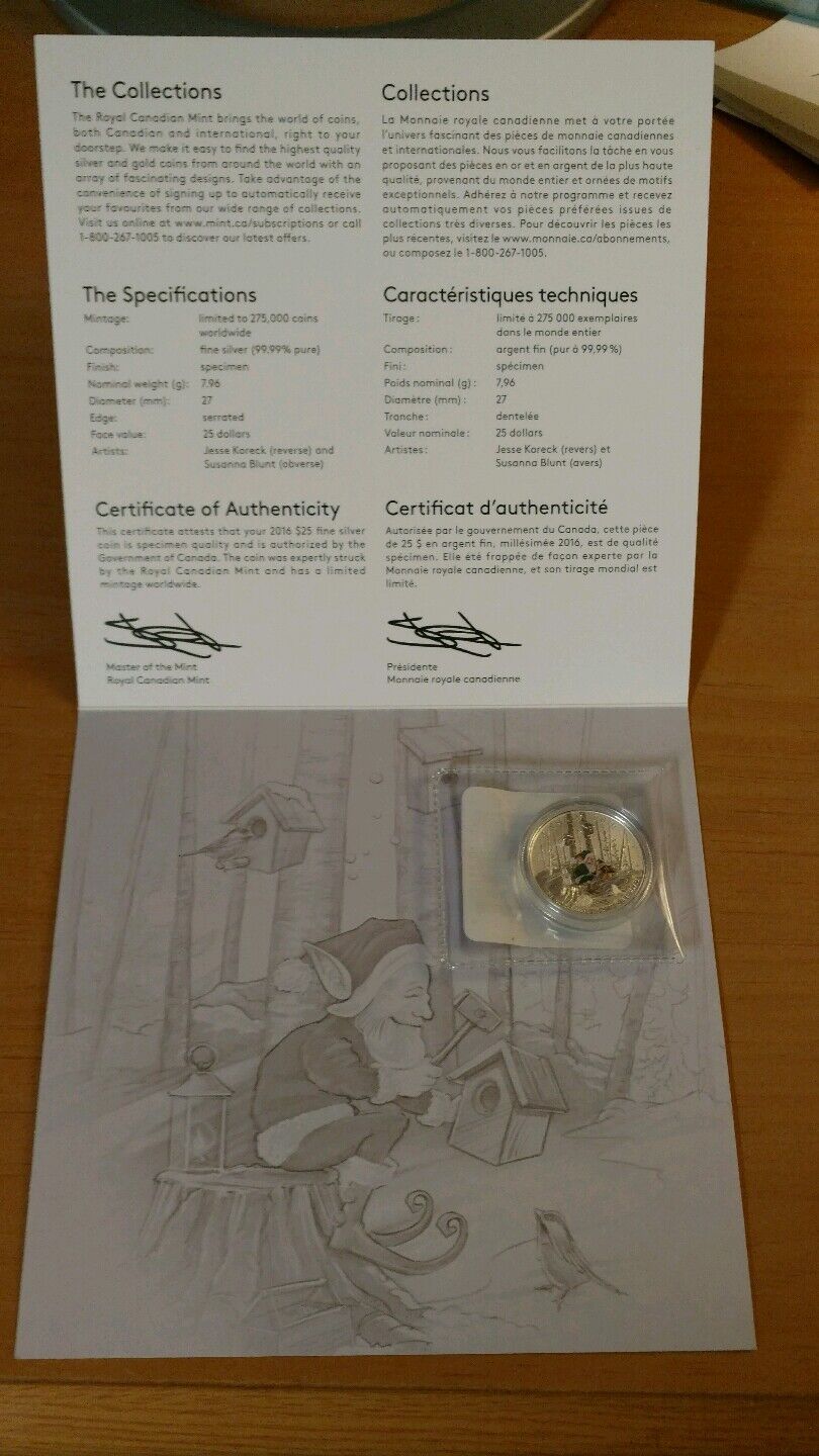 2016 Canada $25 Fine Silver Coin Woodland Elf