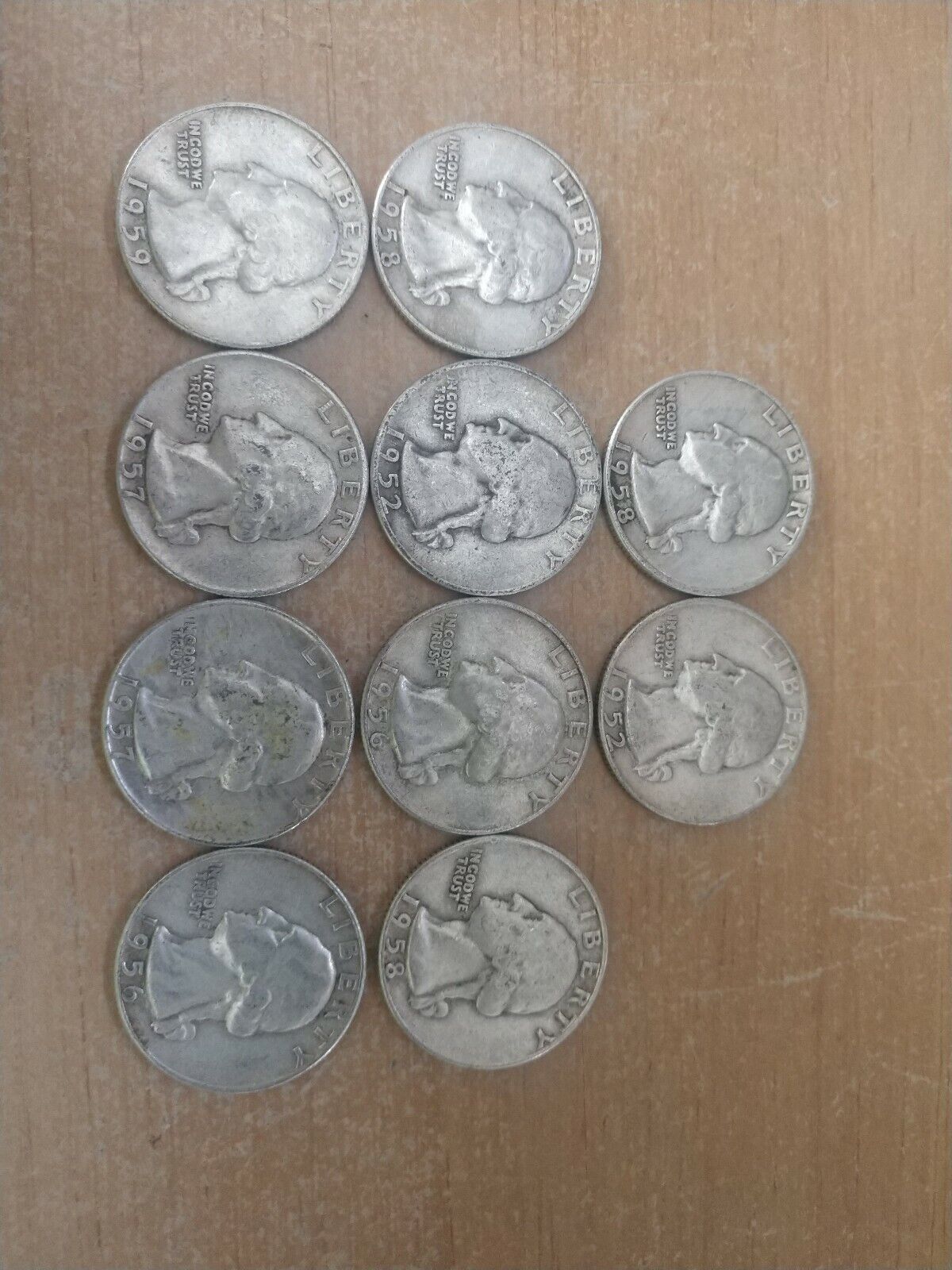 Lot of Ten U.S. Quarters From The 1950'S