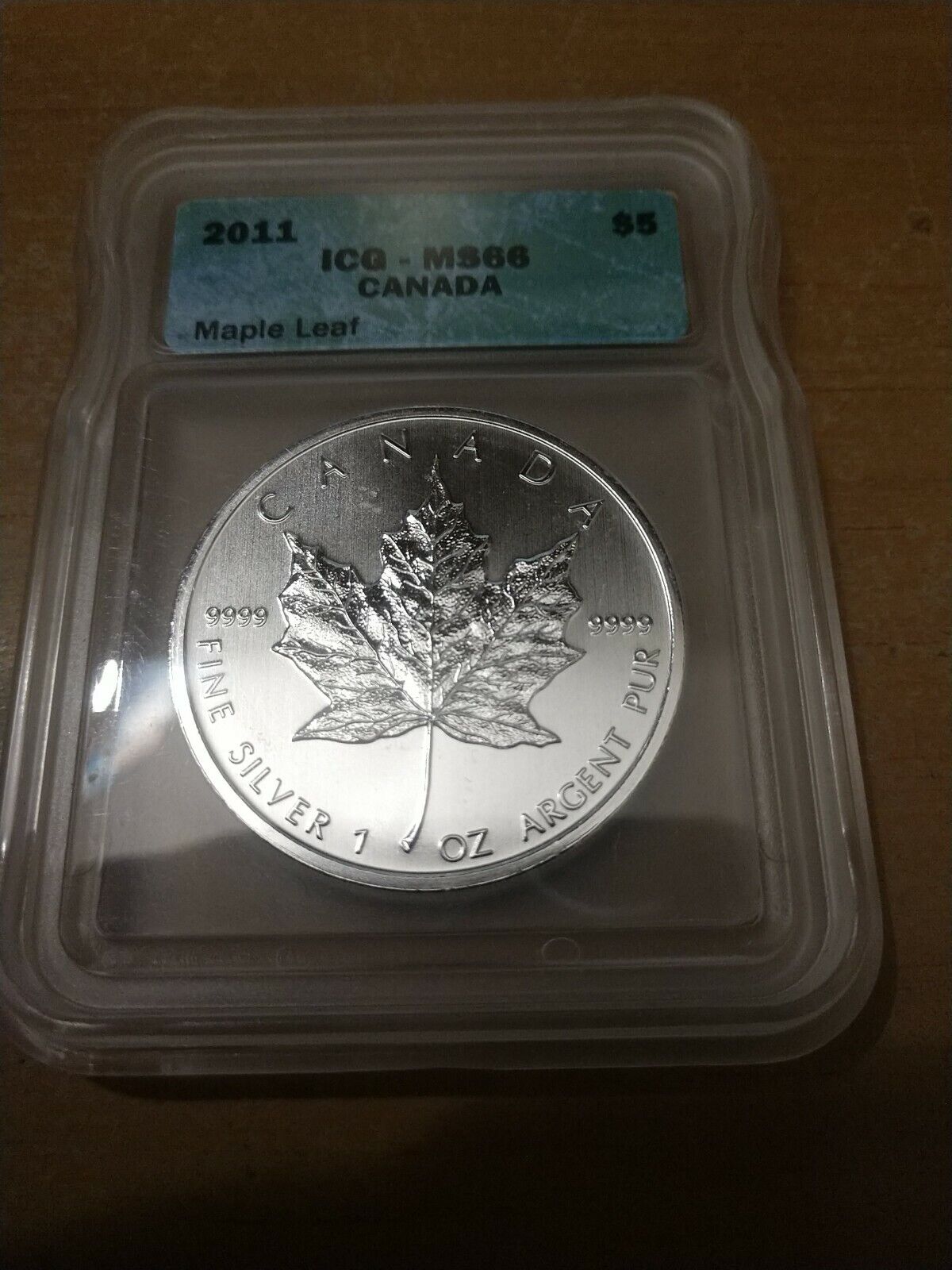 2011 ICG-MS66 Canada Maple Leaf .999 Fine Silver