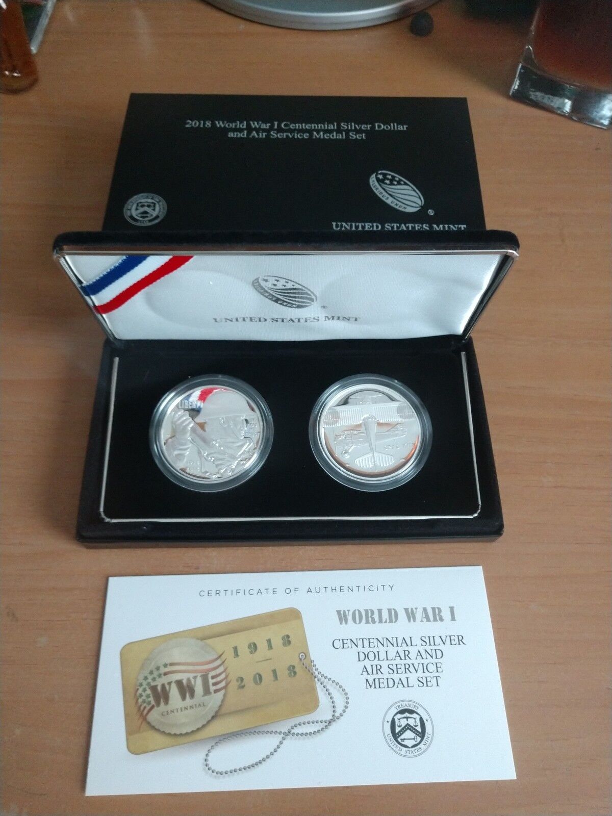 World War I Centennial 2018 Silver Dollar and Air Service Medal Set