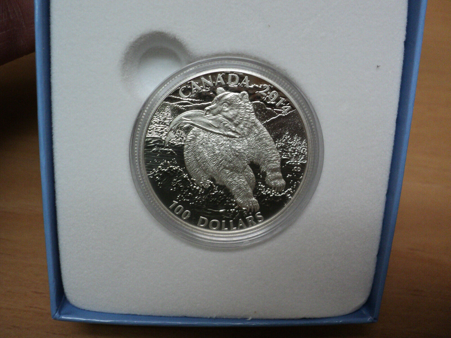 2014 Canada $100 1 Oz Fine Silver Coin-Grizzly Bear