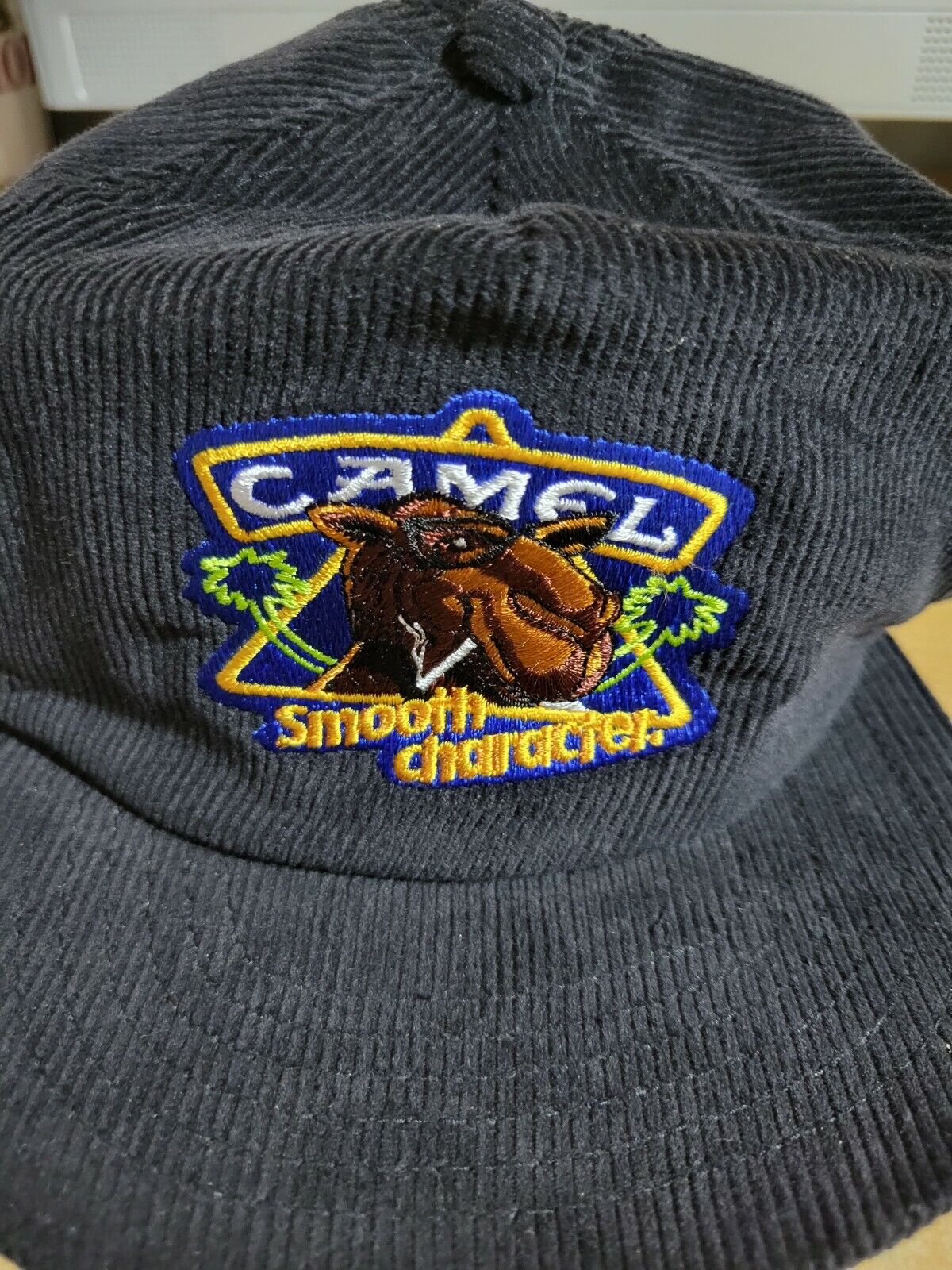 Camel Cigarettes Black Smooth Character Corduroy Snapback hat/Ball Cap New