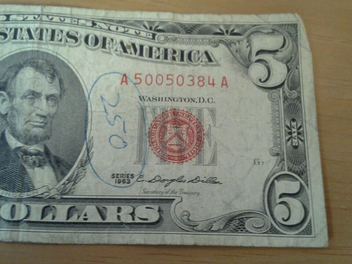 1963 Red Seal $5.00 U.S. Note