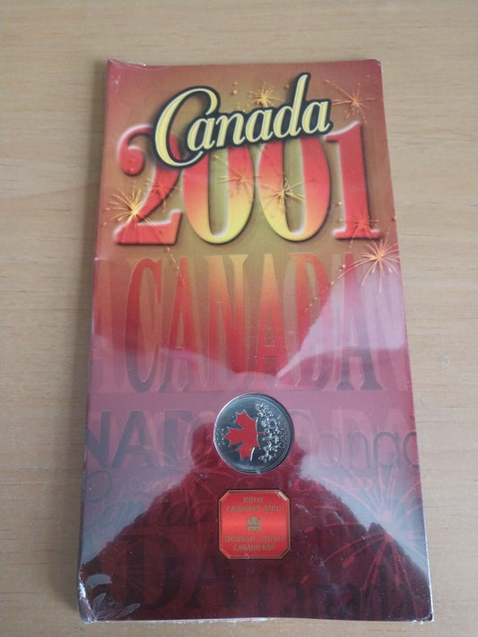 2001 Canada Red Painted Maple Leaf 25 Cent Coin N.I.P.