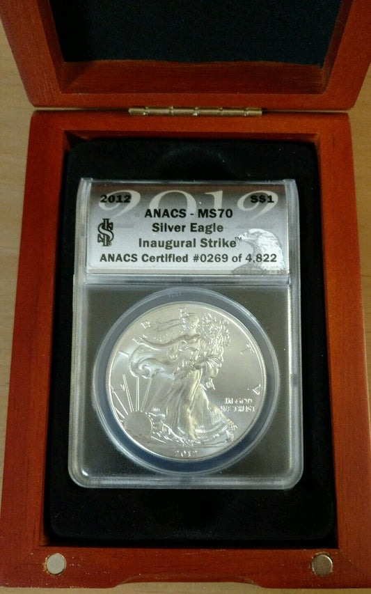 2012 ANACS MS 70 Silver Eagle Inaugural Strike Coin