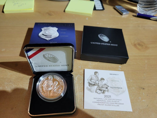 U.S. Mint  National Law Enforcement Memorial and Museum 2021 Proof Silver Dollar