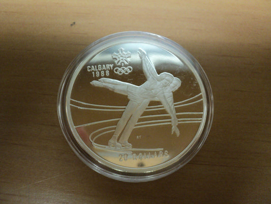 1988 Canada Olympics Figure Skating 1 Oz Silver Coin w/edge lettering