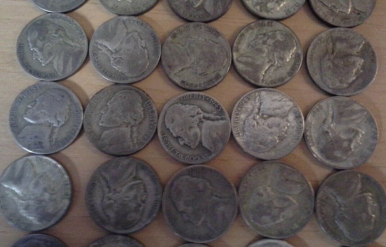 Lot of Forty U.S. Wartime Silver Nickels