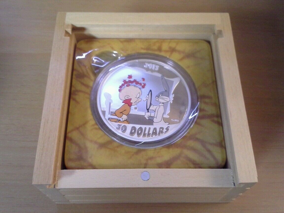 2015 Canada Looney Tunes 2 Oz Silver Coin Bugs vs Elmer The Rabbit of Seville