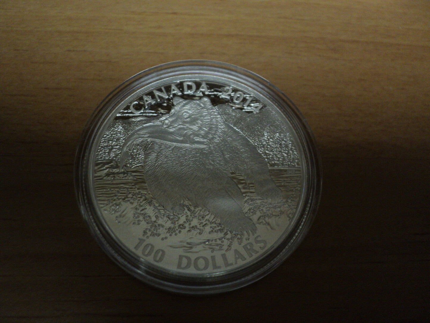 2014 Canada $100 1 Oz Fine Silver Coin-Grizzly Bear