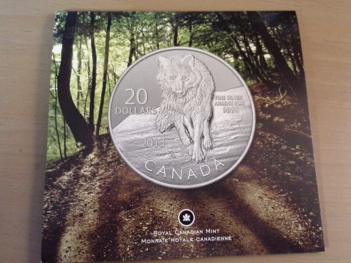 2013 Canada ( $20 for $20) .9999 Fine Silver Coin Wolf 1499